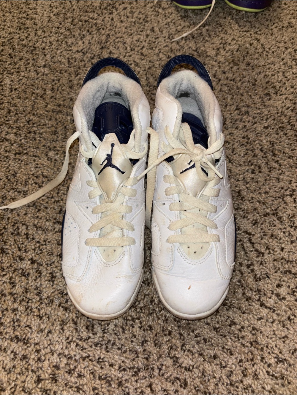 Jordan White and Navy Kids Athletic Shoes
